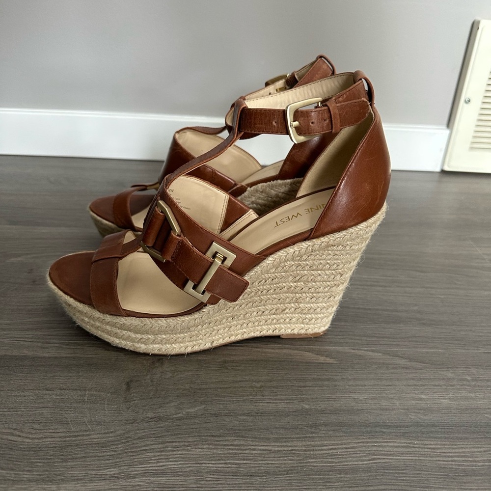 Nine West Brown Wedge Sandals